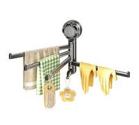 Swivel Towel Bar | Suction Cup Wall Mounted Holder | Multi Towel Rack | for Clothes Socks Shower Door Dorm Kitchen Rv Toilet Restroom