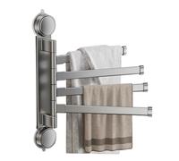 Swivel Towel Bar - Wall Mounted Suction Cup Towel Rack Grey Aluminum nizer for Bathroom & Kitchen Space-Saving Rotating Towel Holder Ideal for Tea Towels & More