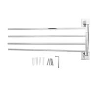 Swivel Towel Rack, 180° Rotatable Stainless Steel Wall Mounted Towel Bathrobe Hanger Support Holder Bar for Bathroom, Kitchen (4 rods)