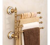 Swivel Towel Rack 4-Arm Vintage Brass Towel Bar Wall-Mounted Swing Towel Holder for Bathroom Copper Brushed Finish