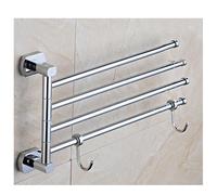 Swivel Towel Rack Bar Rails Chrome for Bathroom, Wall Mounted Folding Arm Swing Out Hand Towel Bar Hooks Polished Brass Towel Hanger Holder Space Saving Laundry, Kitchen 4Bars