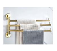 Swivel Towel Rack Bar Rails for Bathroom, Wall Mounted Folding Arm Swing Out Hand Towel Bar Hooks Gold Finish Towel Hanger Holder Space Saving Laundry, Kitchen 3Bars