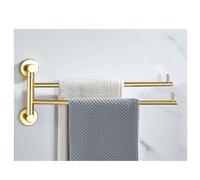 Swivel Towel Rack Bar Rails for Bathroom, Wall Mounted Folding Arm Swing Out Hand Towel Bar Hooks Gold Finish Towel Hanger Holder Space Saving Laundry, Kitchen 2Bars