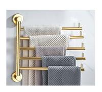 Swivel Towel Rack Bar Rails for Bathroom, Wall Mounted Folding Arm Swing Out Hand Towel Bar Hooks Gold Finish Towel Hanger Holder Space Saving Laundry, Kitchen 5Bars