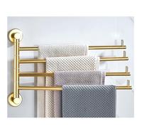 Swivel Towel Rack Bar Rails for Bathroom, Wall Mounted Folding Arm Swing Out Hand Towel Bar Hooks Gold Finish Towel Hanger Holder Space Saving Laundry, Kitchen 4Bars