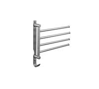 Swivel Towel Rack, Brass 4-Arm Towel Bar, Space Saving Wall Mounted Towel Holder with Hook, Rustproof Swing Out Towel Hanger for Bathroom(Gray)