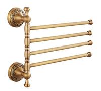 Swivel Towel Rack for Bathroom, Antique Bronze Folding 4 Arms Hand Towel Bars Towel Hanger for Laundry, Wall Mount Storage Space Saving,Pattern Carving Design