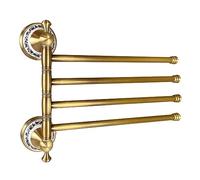 Swivel Towel Rack for Bathroom, Antique Bronze Folding 4 Arms Hand Towel Bars Towel Hanger for Laundry, Wall Mount Storage Space Saving,Porcelain Design