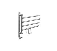 Swivel Towel Rack, Space Saving Wall Mounted Towel Holder with Hook, Brass 4-Arm Towel Bar, Rustproof Swing Out Towel Hanger for Bathroom(Gray)