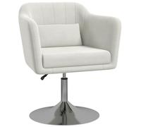 Swivel Tub Chair Cream Linen 60x60x91cm Adjustable 360deg 46-58cm Sponge Steel