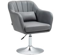 Swivel Tub Chair Dark Grey Linen 60W x 60D x 91Hcm Adjustable 360deg Retro Cozy