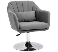 Swivel Tub Chair Dark Grey Linen 91x60x60cm Adjustable 46-58cm Height w/ Cushion