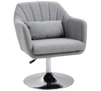 Swivel Tub Chair Light Grey Linen 91x60x60cm Adjustable 46-58cm Steel Base pad.