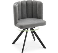 Swivel Tub Chair, Velvet Vanity Dressing Table Chair, Shell Petal Armchair with Backrest, Upholstered Accent Chair with Metal Legs for Bedroom Living Room Lounge (1, deep grey, Swivel)