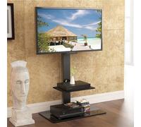 Swivel TV Floor Stand with Cable Mount Component Shelf fit 32-65