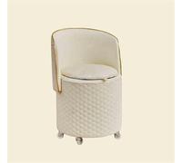 Swivel Vanity Chair with Backrest & Hidden Storage, Upholstered Round Seat on Silent Casters, for Makeup Table or Bedroom Dressing