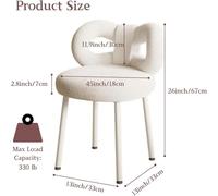 Swivel Vanity Chair with Bow Backrest - 360° Rotating Plush Velvet Accent Chair - Space-Saving Design for Bedroom, Home Office & Makeup Vanity - Ideal for Women & Girls