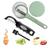 Swivel Vegetable Peeler + Fruit Peeler with Container & Cleaning Brush, Ultra Sharp Stainless Steel Blades, Ergonomic Soft Grip Handle, Multi-Purpose Peeling Knife for Potato, Carrot, Apple,3 pcs