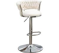 Swivel Velvet Bar Stool Set Of 4, Adjustable Counter Height Barstool, Modern Dining Chair With Woven Back, Upholstered Bar Chairs For Kitchen Island, Cafe, Pub, Farmhouses, Black Gold Leg, 1PCS