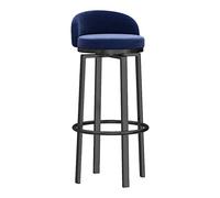 Swivel Velvet Counter Height Bar Stool 1PC, Upholstered Counter Stools with Back Kitchen Island Chairs with Metal Legs and Footrest for Pub Home Bar Dining Room,Blue