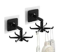 Swivel Wall Hook - 360 Degree Foldable Kitchen Coat Rack with 6 Claws, Heavy Duty Utensil Organizer | Space Saving Mounted Storage Hook for Kitchen, Bathroom, Rail