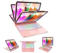 Swivel Wireless Keyboard Case for iPad Pro 12.9 (6th/5th/4th/3rd Gen), Rainbow Backlits & Multi-Touch Trackpad, Magic 360° Rotatable Protective Keyboard Cover with Pencil Holder, Thin & Light