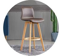 Swivel Wooden Bar Stool Rubberwood High Chairs for Kitchen Counter & Dining Room Padded Backrest & Footrest Stylish Bar Seating Solution
