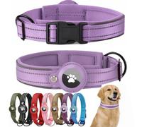 Swizitelon Reflective Medium Dog Collar with Apple Airtag Holder Padded