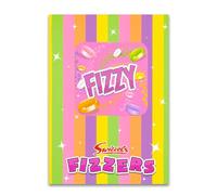 Swizzels A4 Notebook - Retro Sweets Design - Choose Love Hearts or Fizzers - Colourful Lined Pages with Purple or Red Lines - School Journal, Office Notes, Gift Idea for Sweet Fans (Fizzers)