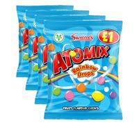 Swizzels Atomix Rainbow Drops PMP 110g - Fruity Chewy Sweets with Crispy Shells, Colourful Fruit Flavour Candy Sharing Bag, Retro Sweet Treats (Pack of 4)