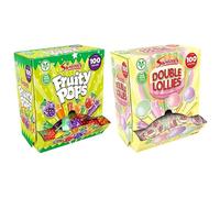 Swizzels Bundle Selection Treats Duo Tubs | Bulk Box Assorted Sweet Pick and Mix Selection | For Parties, Halloween, Gifts, Sharing, Seasonality, Special Events (Fruity Pops & Double Lollies Duo Box)