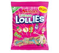Swizzels Luscious Lollies Multipack PMP ?1.25, 12 x 132g Bags, Assorted Lollipops with Drumsticks, Fruity Pops & Double Lollies, Vegan Friendly Sweets