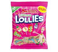Swizzels Luscious Lollies Multipack PMP £1.25, 12 x 132g Bags, Assorted Lollipops with Drumsticks, Fruity Pops & Double Lollies, Vegan Friendly Sweets