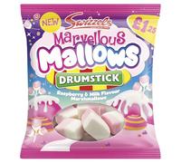 Swizzels Marvellous Mallows, Drumstick Raspberry & Milk Flavour Marshmallows, 125g Single Bag Marshmallow Sweets (£1.25 PMP)