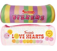Swizzels Pencil Case Set of 2 - Fizzers Barrel & Love Hearts Zip Up Pouches - British Retro Sweet Design Stationery Holder for Kids and Adults - Pen & Pencil Storage Cases School Supplies 21cm