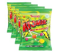 Swizzels Sour Atomix Refreshers Sour Fruit Flavour Chews 110g - Tangy Chewy Sweets, Fruity Sour Candy Sharing Bag, Retro Sweet Treats (Pack of 4)