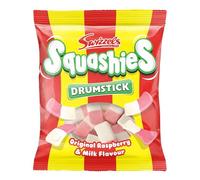 Swizzels Squashies Sweets, Drumstick Squashies Original Sweets - Raspberry and Milk Flavour- Single Pack 140g