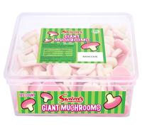Swizzels Sweet Tubs, Giant Fun Gums Foam Mushrooms, Fruit Flavour Sweet Gums, Sharing Tub of Sweets, Free from Artificial Colours (120 Sweets Approximately)