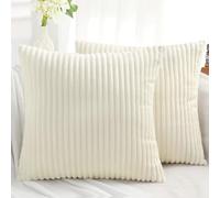 SWJ-swjssb Decorative Throw Pillow Covers 2 Pack, Couch Pillowcases With Invisible Zipper Faux Fur Plush Cushion Case Soft Fluffy Sofa Cushion Covers For Living Room(Beige,40x40 cm set of 2)