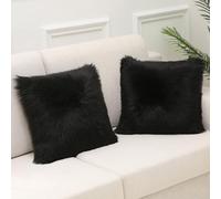 SWJ-swjssb Luxurious Faux Fur Cushion Covers Pack Of 2 Fluffy Soft Pillow Cases,Plush Throw Pillow Covers For Protector Sofa Bedroom Car Holiday Home Decorative Cushion Case(Black,40x40 cm Set of 2)