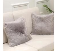 SWJ-swjssb Luxurious Faux Fur Cushion Covers Pack Of 2 Fluffy Soft Pillow Cases,Plush Throw Pillow Covers For Protector Sofa Bedroom Car Holiday Home Decorative Cushion Case(Grey,45x45 cm Set of 2)