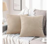 SWJ-swjssb Sofa Throw Pillow Covers Set Of 2 Pillow Cases Velvet Decorative Soft Pillow Cover Lumbar Cushion Case With Zip Couch Pillowcases For Sofa Bed Home Decorative(Beige,40x40 cm Set of 2)