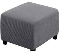 SWJ-swjssb Stretch Corduroy Ottoman Slipcover,Square Footstool Cover Large Brown Grey Black Footrest Pouffe Protector Covers With Elastic Bottom Washable Super Soft Ottoman Covers(Dark grey,70x70 cm)