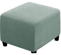 SWJ-swjssb Stretch Corduroy Ottoman Slipcover,Square Footstool Cover Large Brown Grey Black Footrest Pouffe Protector Covers With Elastic Bottom Washable Super Soft Ottoman Covers(Pea green,40x35 cm)