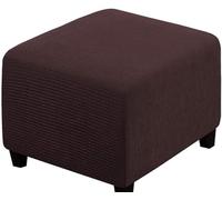 SWJ-swjssb Stretch Corduroy Ottoman Slipcover,Square Footstool Cover Large Brown Grey Black Footrest Pouffe Protector Covers With Elastic Bottom Washable Super Soft Ottoman Covers(Brown,70x70 cm)