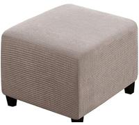 SWJ-swjssb Stretch Corduroy Ottoman Slipcover,Square Footstool Cover Large Brown Grey Black Footrest Pouffe Protector Covers With Elastic Bottom Washable Super Soft Ottoman Covers(Taupe,55x55 cm)