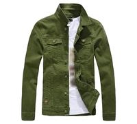 SWJGLITTR Men's Casual Classic Cowboy Coat Casual Slim Fit Trucker Jean Jackets Lapel Button Denim Men Outerwear, Military Green, 4XL