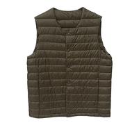 SWJGLITTR Men's Down Vest Male Collarless Lightweight Puffer Vest Man Winter Warm Quilted Sleeveless Jacket, Army Green, Large