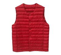 SWJGLITTR Men's Down Vest Male Collarless Lightweight Puffer Vest Man Winter Warm Quilted Sleeveless Jacket, Red, XX-L