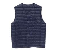 SWJGLITTR Men's Down Vest Male Collarless Lightweight Puffer Vest Man Winter Warm Quilted Sleeveless Jacket, Dark Blue, M